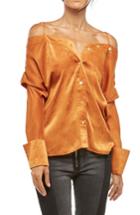 Women's Alpha & Omega Satin Off The Shoulder Blouse - Yellow