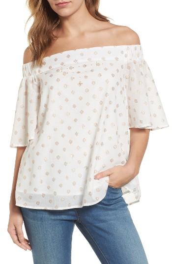 Women's Wit & Wisdom Zip Detail Embellished Off The Shoulder Top