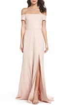 Women's Amsale Off The Shoulder Crepe Gown - Pink
