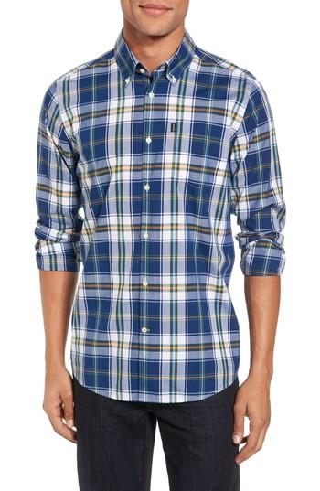 Men's Barbour Jeff Trim Fit Plaid Sport Shirt - Blue