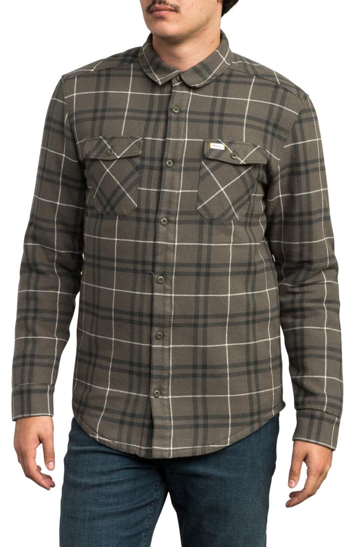 Men's Rvca Andrew Reynolds Lined Plaid Shirt, Size - Green