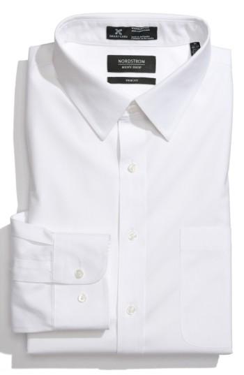Men's Nordstrom Men's Shop Smartcare(tm) Trim Fit Solid Dress Shirt .5 34/35 - Pink