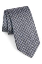 Men's Salvatore Ferragamo Fiore Print Silk Tie, Size - Grey