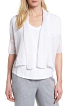 Petite Women's Eileen Fisher Boxy Organic Linen Cardigan, Size P - White