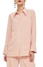 Women's Topshop Popper Shirt Us (fits Like 0) - Pink
