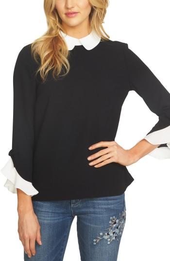 Women's Cece Ruffle Cuff Crepe Blouse - Black