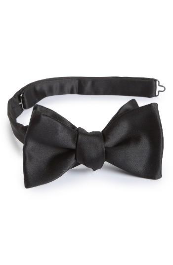 Men's Eton Solid Silk Bow Tie, Size - Black