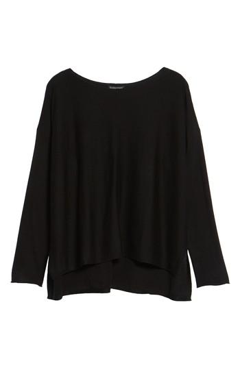 Petite Women's Eileen Fisher Tencel Blend High/low Sweater, Size P - Black