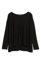 Petite Women's Eileen Fisher Tencel Blend High/low Sweater, Size P - Black