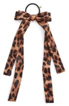 Cara Animal Print Satin Bow Ponytail Holder, Size - Brown