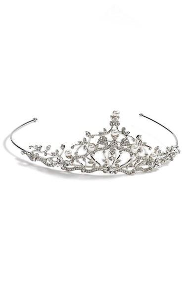 Nina Crystal And Pearly Bead Tiara, Size - White