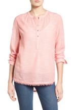 Women's Caslon Fringe Hem Cotton Tunic - Pink