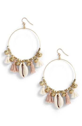 Women's Chan Luu Tassel & Cowry Shell Hoop Earrings