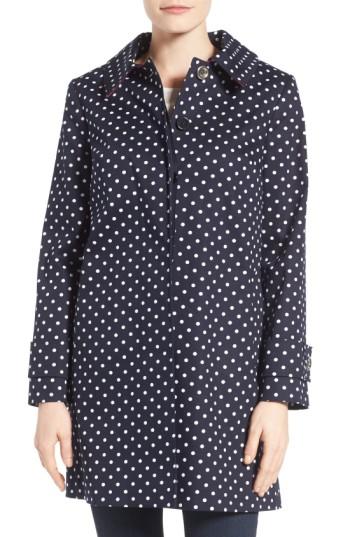 Women's Charles Gray London Contrast Collar Detail Polka Dot Coat - Blue