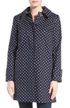 Women's Charles Gray London Contrast Collar Detail Polka Dot Coat - Blue