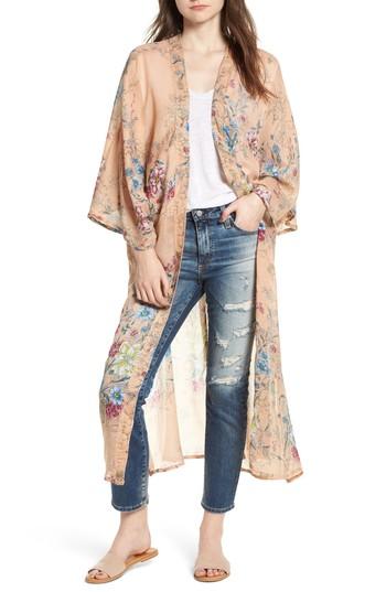 Women's Steve Madden Floral Kimono Duster, Size - Pink