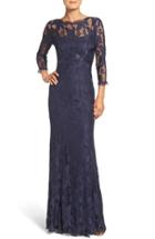 Women's Adrianna Papell Illusion Yoke Lace Gown - Blue