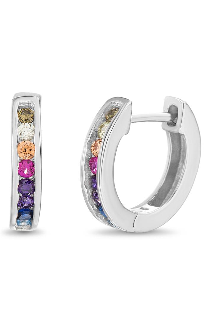 Women's Lesa Michele Crystal Huggie Hoop Earrings