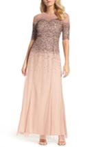Women's Adrianna Papell Beaded Illusion Bodice Mesh Gown - Pink