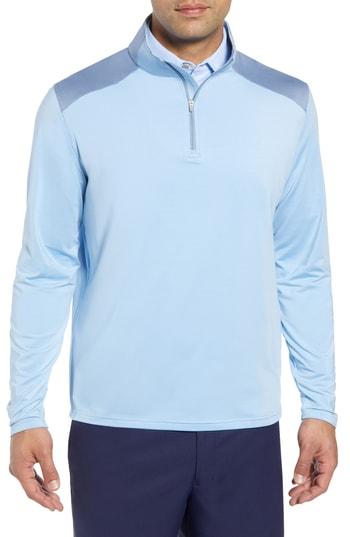 Men's Peter Millar Quarter Zip Performance Pullover, Size - Blue