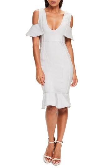 Women's Missguided Cold Shoulder Bandage Dress Us / 6 Uk - Grey