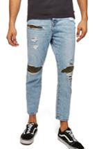 Men's Topman Camo Patch Tapered Fit Jeans X 32 - Blue
