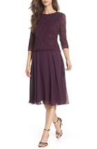 Women's Alex Evenings Mock Two-piece Tea Length Dress - Purple