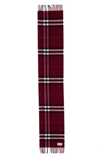 Women's Burberry Giant Check Cashmere Scarf, Size - Burgundy