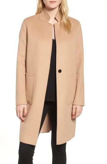 Petite Women's Kenneth Cole New York Double Face Wool Blend Coat P - Beige