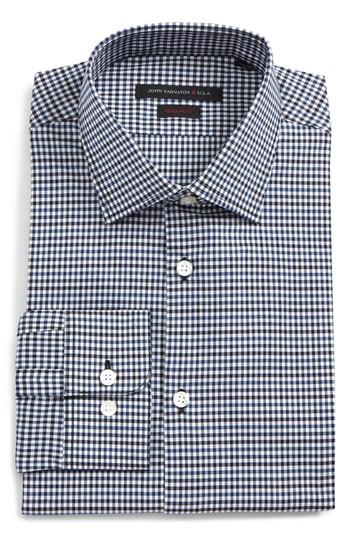 Men's John Varvatos Star Usa Regular Fit Stretch Check Dress Shirt R - Blue