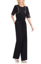 Women's Vince Camuto Embroidered Belted Jumpsuit - Black