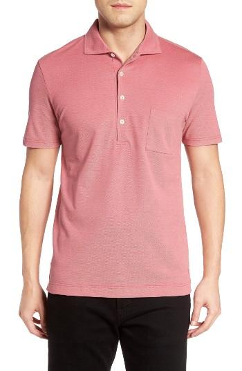 Men's Luciano Barbera Trim Fit Oxford Pique Polo - Red