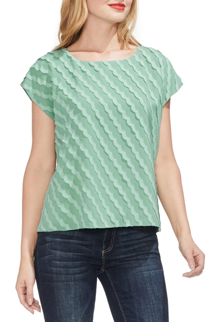 Women's Vince Camuto Scallop Stripe Fil Coupe Top - Green