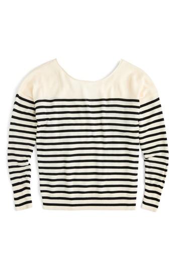 Women's J.crew Penny Stripe Merino Wool Sweater - Black