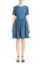 Women's Kenzo Silk Jacquard Dress Us / 42 Fr - Blue