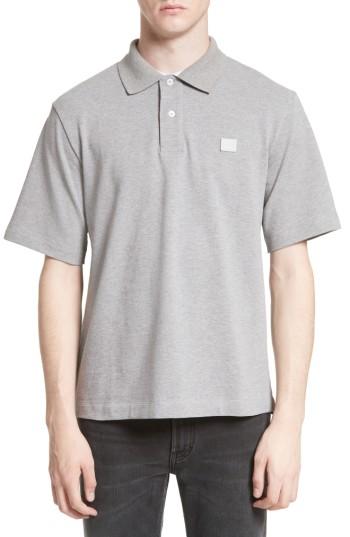 Men's Acne Studios Newark Face Patch Polo - Grey