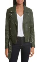 Women's Veda Jayne Orion Lambskin Leather Moto Jacket, Size - Green