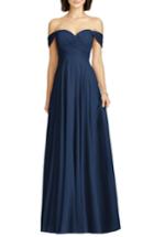 Women's Dessy Collection Lux Off The Shoulder Chiffon Gown (similar To 14w) - Blue
