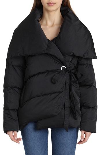 Women's Avec Les Filles Wrap Puffer Jacket - Black