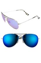 Women's Maui Jim Mavericks 61mm Polarizedplus2 Aviator Sunglasses - Silver/ Blue Hawaii