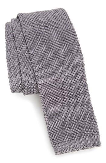 Men's Nordstrom Men's Shop Stuart Silk Knit Tie, Size - Grey