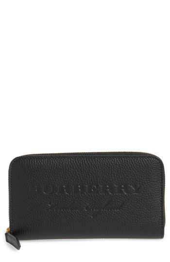 Women's Burberry Leather Zip-around Wallet - Black