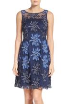 Petite Women's Adrianna Papell Fit & Flare Dress P - Blue