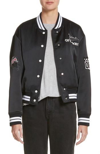 Women's Off-white Varsity Bomber Jacket Us / 40 It - Black