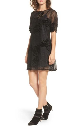 Women's Band Of Gypsies Flocked Lace A-line Dress - Black