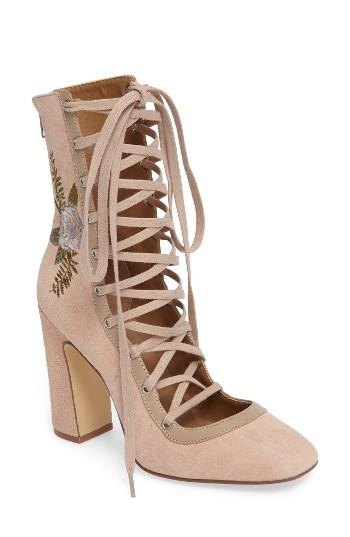 Women's Chinese Laundry Sylvia Lace-up Bootie M - Beige