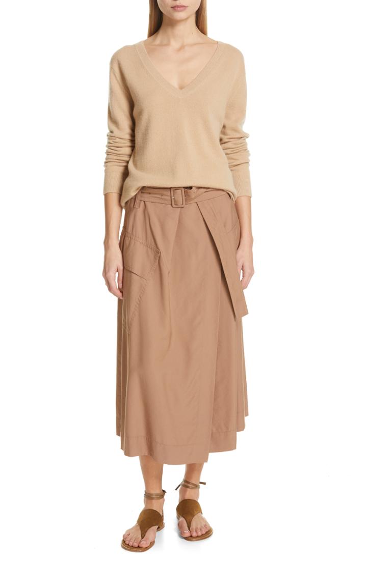 Women's Vince Weekend V-neck Cashmere Sweater, Size - Brown