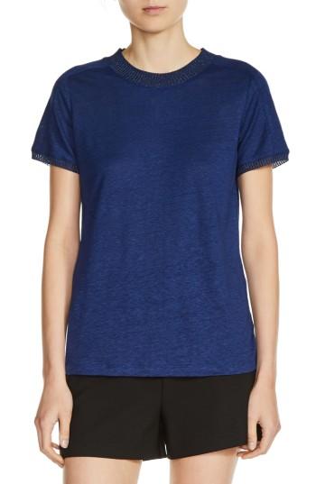 Women's Maje Crewneck Linen Tee - Blue