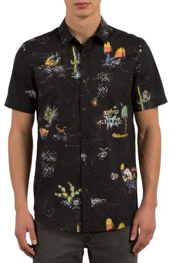 Men's Volcom No Vacancy Print Shirt - Black