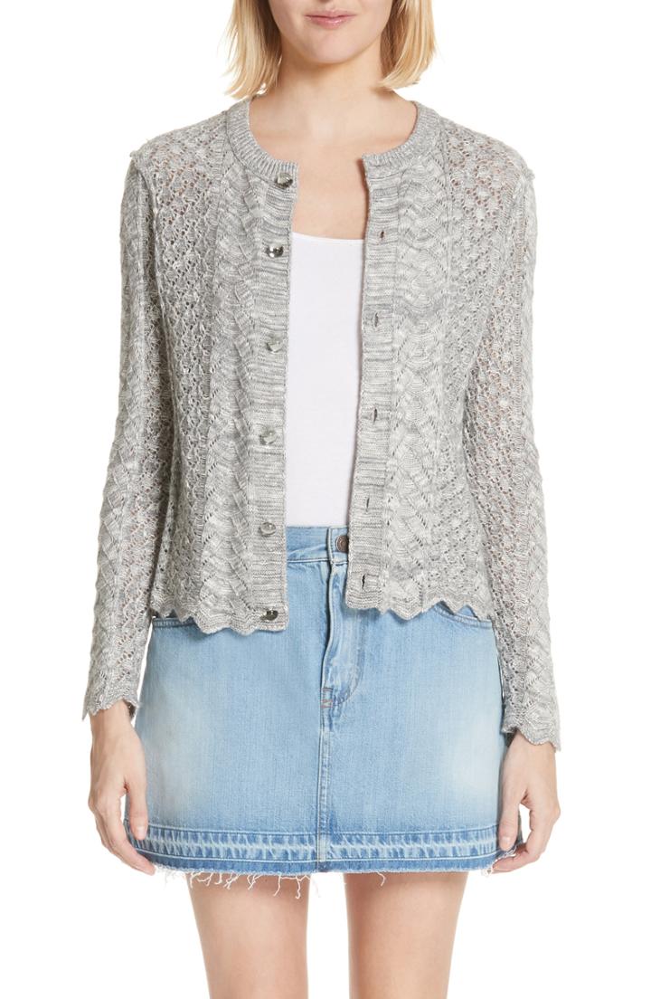Women's Marc Jacobs Scallop Edge Cashmere & Wool Blend Cardigan